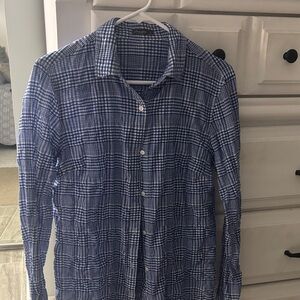 J. McLaughlin Blue and White Checkered Shirt